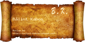 Bálint Kabos névjegykártya